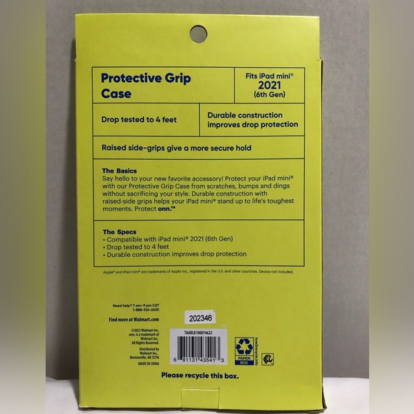 PROTECT ONN Protective Grip Case for iPad Mini 2021 6th Generation, Color Black - Picture 2 of 10